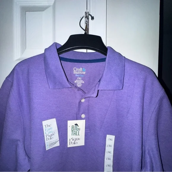 Croft & Barrow Mens LT Large Tall Purple Pique Polo Shirt NWT Easy Care Casual - Picture 2 of 11
